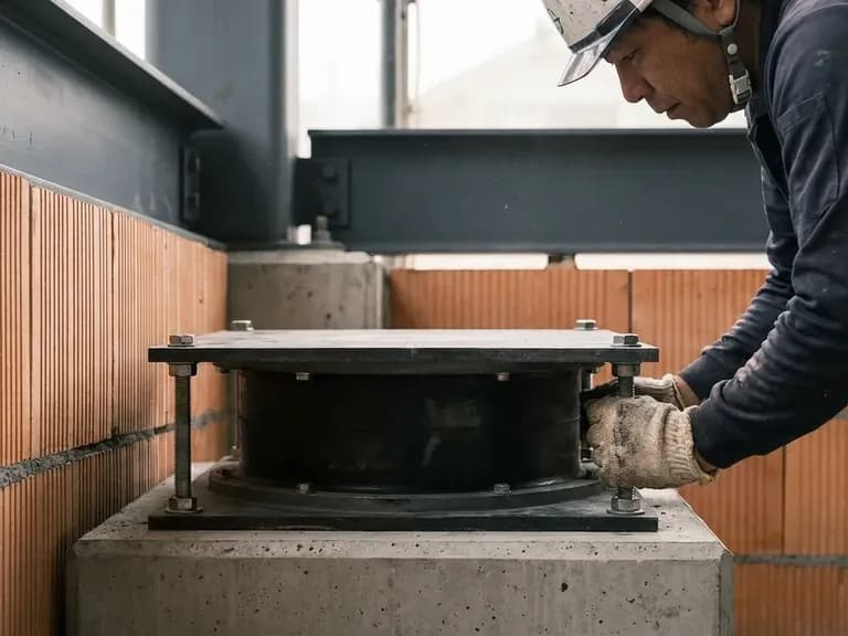 Deprem güvenliği için Japon konutlarında sismik izolasyon uygulaması görseli.